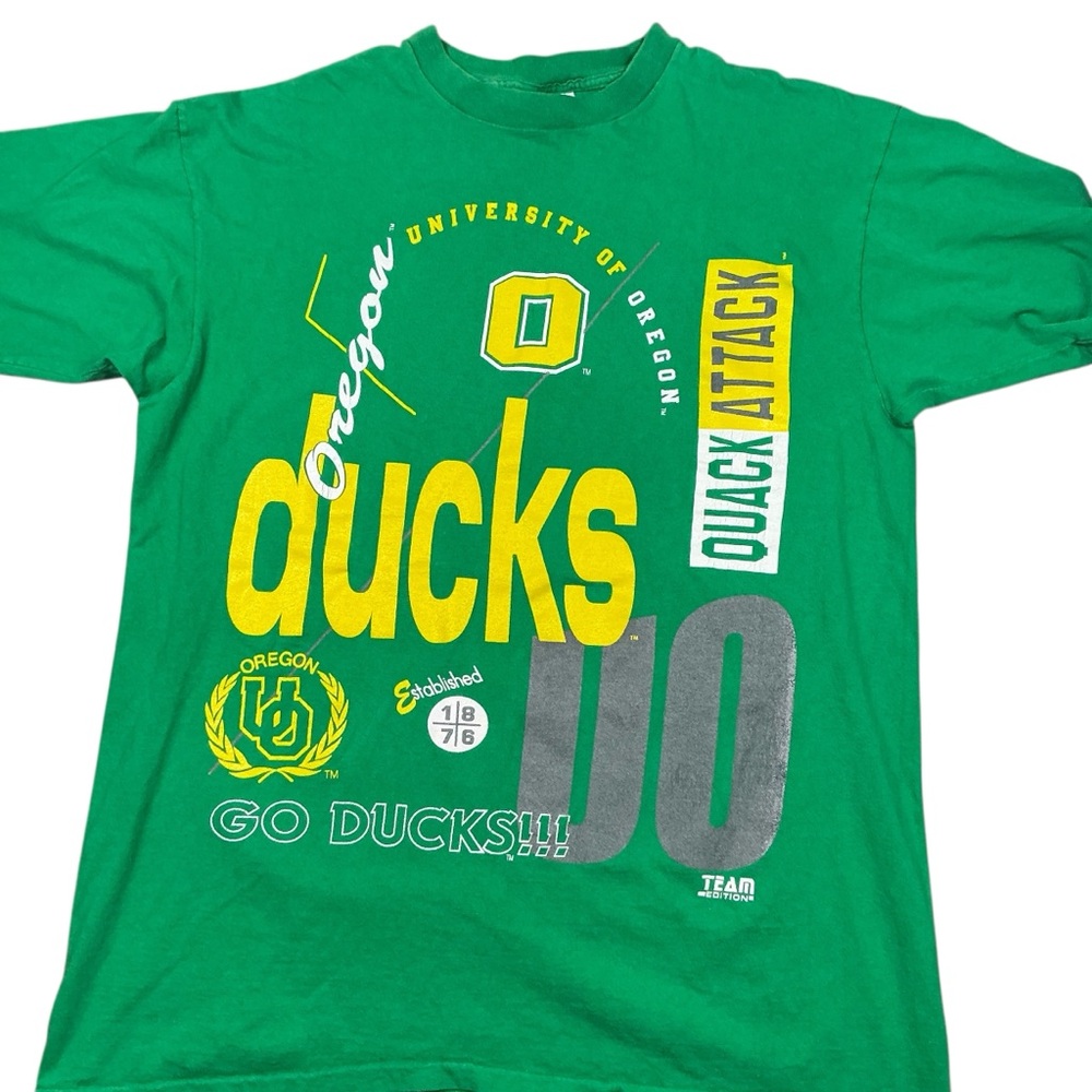 Vintage Oregon Ducks green and gold 90s single stitch T-shirt XXL